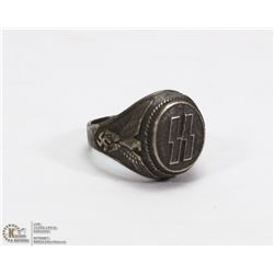 GERMAN VINTAGER SS SILVER RING EAGLE WITH