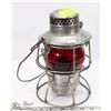 Image 1 : RAILROAD LANTERN WITH CRANBERRY GLASS SHADE