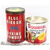 Image 1 : 2 OLD TINS BAKING POWDER AND PEANUT BUTTER