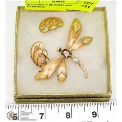 BUTTERFLY BROOCH AND EARRINGS