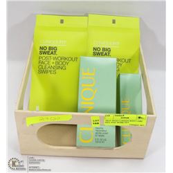 TRAY WITH CLINIQUE BODY CARE INCL POST WORK OUT