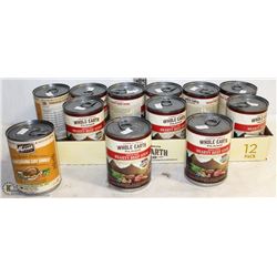 FLAT OF ASSORTED WHOLE EARTH FARMS CANNED DOG FOOD