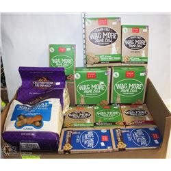 LARGE FLAT OF ASSORTED DOG TREATS