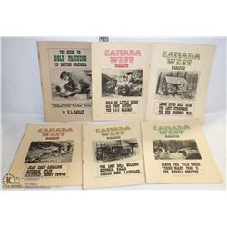 FIVE CANADA WEST MAGAZINES DATED 1969 - 1972 AND A