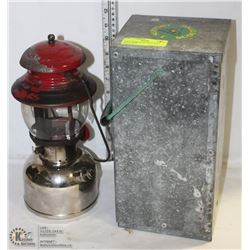 ON CHOICE: 1958 COLEMAN LANTERN WITH METAL BOX