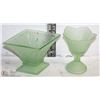 Image 1 : 2 PIECES OF GREEN VASELINE GLASS DISHES