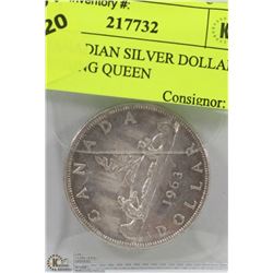 1963  CANADIAN SILVER DOLLAR WITH YOUNG QUEEN
