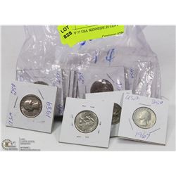 LOT OF 37 USA  KENNEDY 25 CENT PIECES