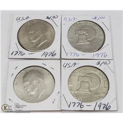 LOT OF 4 BI- CENTENNIAL USA DOLLAR COINS