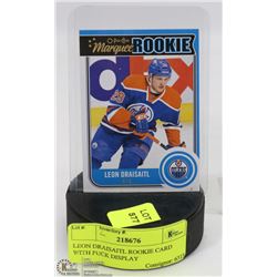 LEON DRAISAITL ROOKIE CARD WITH PUCK DISPLAY