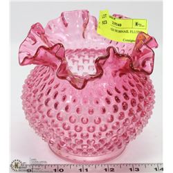 PINK ART GLASS HOBNAIL FLUTED VASE