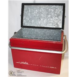 VINTAGE "ALASKAN" RED METAL COOLER