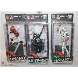 3 MCFARLANE FOOTBALL FIGURES IN PACKAGES