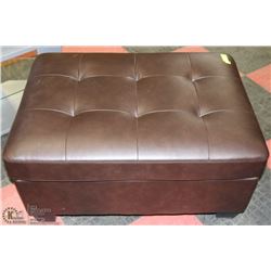 BROWN LEATHERETTE OTTOMAN