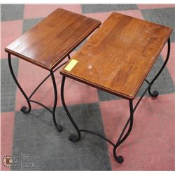 2 TABLES WOOD AND METAL DECOR