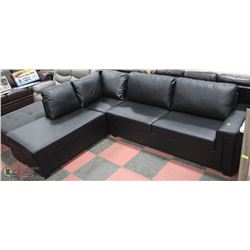 BLACK LEATHERETTE CORNER SECTIONAL