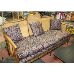 ANTIQUE 75" SOFA WITH WICKER BACK