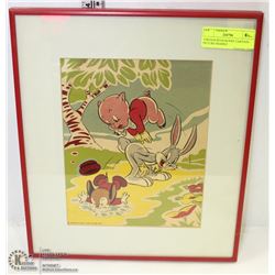 VINTAGE BUGS BUNNY CARTOON PICTURE FRAMED