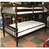 Image 2 : 2 TIER WOOD BUNKBED WITH MATTRESSES AND LADDER