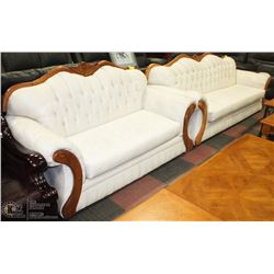 FABRIC WITH WOOD ACCENT 87" SOFA & 68" LOVE SEAT