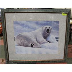 POLAR BEAR FRAMED PRINT 38 X 33