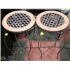 Image 1 : 2 DECORATIVE PATIO SIDE TABLES - METAL WITH CLAY