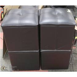 SET OF 4 LEATHERETTE OTTOMANS,  15" BY 15" BY 15
