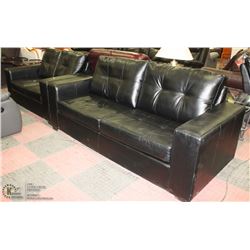 LEATHERETTE BLACK 84" SOFA & 62" LOVE SEAT