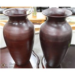 2 BROWN VASES