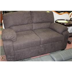 LIGHT BROWN WITH GREY FABRIC 62" LOVE SEAT