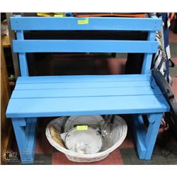 BLUE GARDEN BENCH. 39"W X 33" H