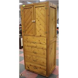 VINTAGE WOOD 4 DRAWERS WITH TOP CABINET 32"X23"X72