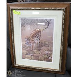 FRAMED PICTURE OF A TIGER 27” X 23”