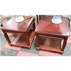 PAIR OF CHERRY WOOD STYLE END TABLES