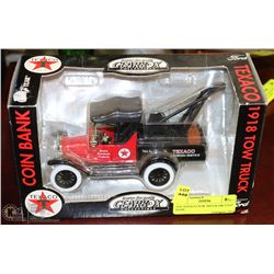 1918 TEXACO TOW TRUCK DIE CAST BANK.