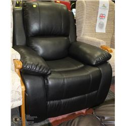 MECHANICAL LEATHERETTE RECLINING BLACK ARMCHAIR