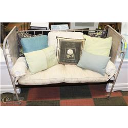 ANTIQUE CRIB TURNED BENCH SEAT WITH ALL NEW