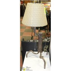 HANDMADE STEEL LAMP STAND AND SHADE ( FEW HOLES