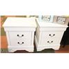 Image 1 : SET OF 2 WHITE WOOD END TABLES WITH METAL HARDWARE