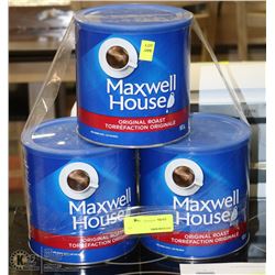 3 CANS OF 925G MAXWELL HOUSE ORIGINAL ROAST COFFEE