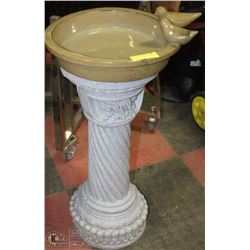 CERAMIC AND STONE BIRD BATH (2 PCS) 30" TALL