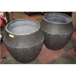 2 LARGE STONE LOOK PLANTERS 21" TALL