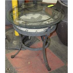 CLOCK FACED PATIO TABLE WITH GLASS TOP 21"HIGH
