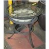 Image 1 : CLOCK FACED PATIO TABLE WITH GLASS TOP 21"HIGH