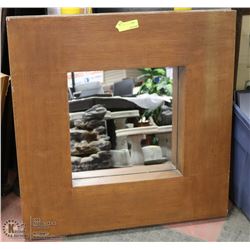 LARGE WOOD FRAMED MIRROR 29.5"X29.5"