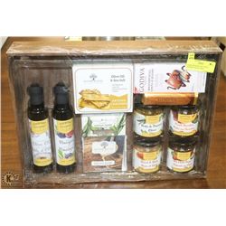 LARGE WOODEN TRAY WITH GOURMET SELECTIONS