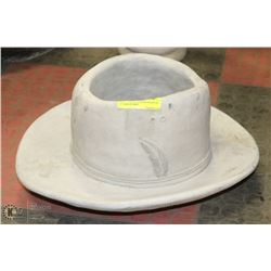 CONCRETE STETSON HAT PLANTER 17" LONG 9" DEEP