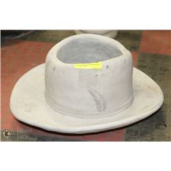 CONCRETE STETSON HAT PLANTER 17" LONG 9" DEEP