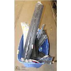 TOTE OF MISC HARDWARE INCL HEAT SHRINK TUBING,