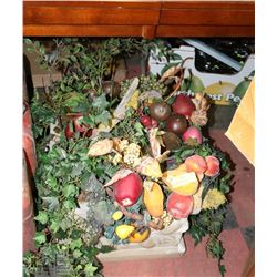 LARGE SILK FRUIT & FOILAGE ARRANGEMENT IN DECO